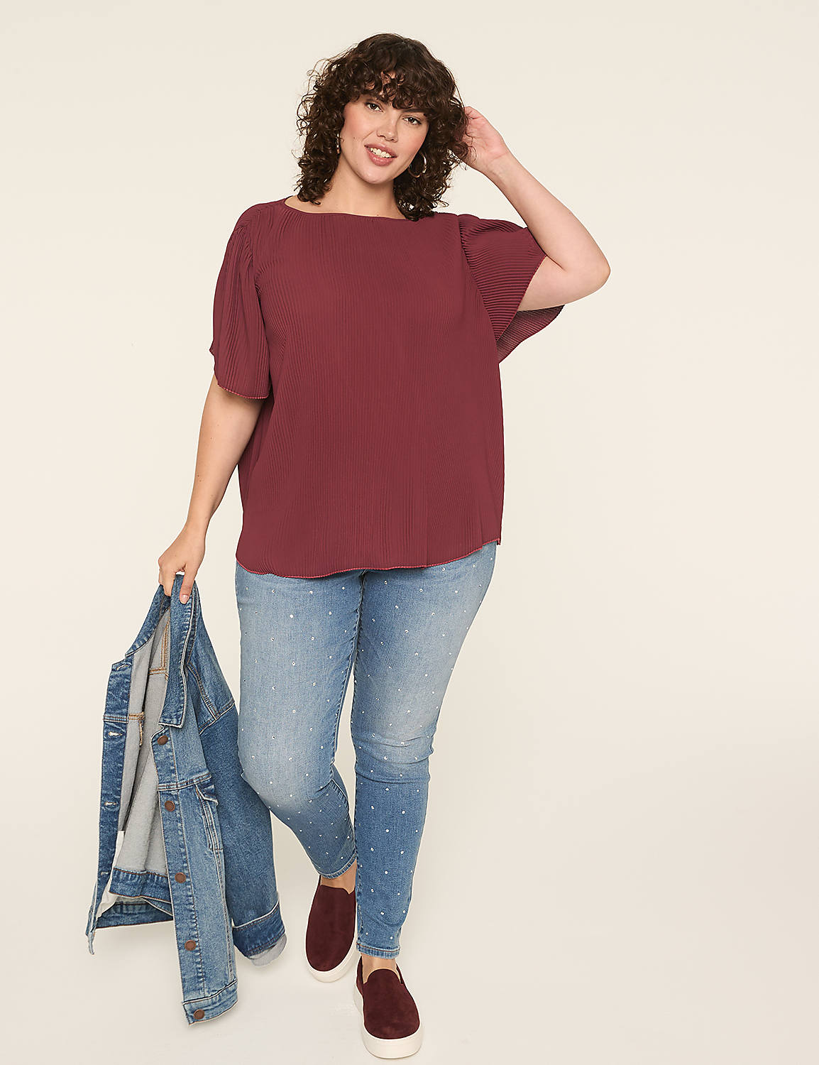 Flutter-Sleeve Pleated Popover Blouse - thumbnail 7