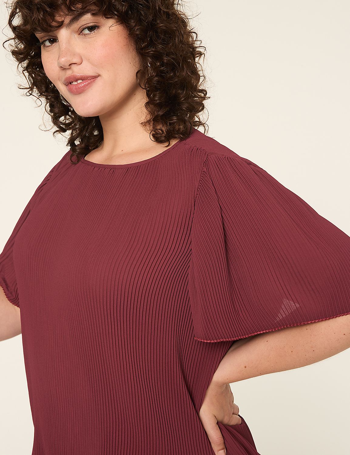 Flutter-Sleeve Pleated Popover Blouse - thumbnail 8