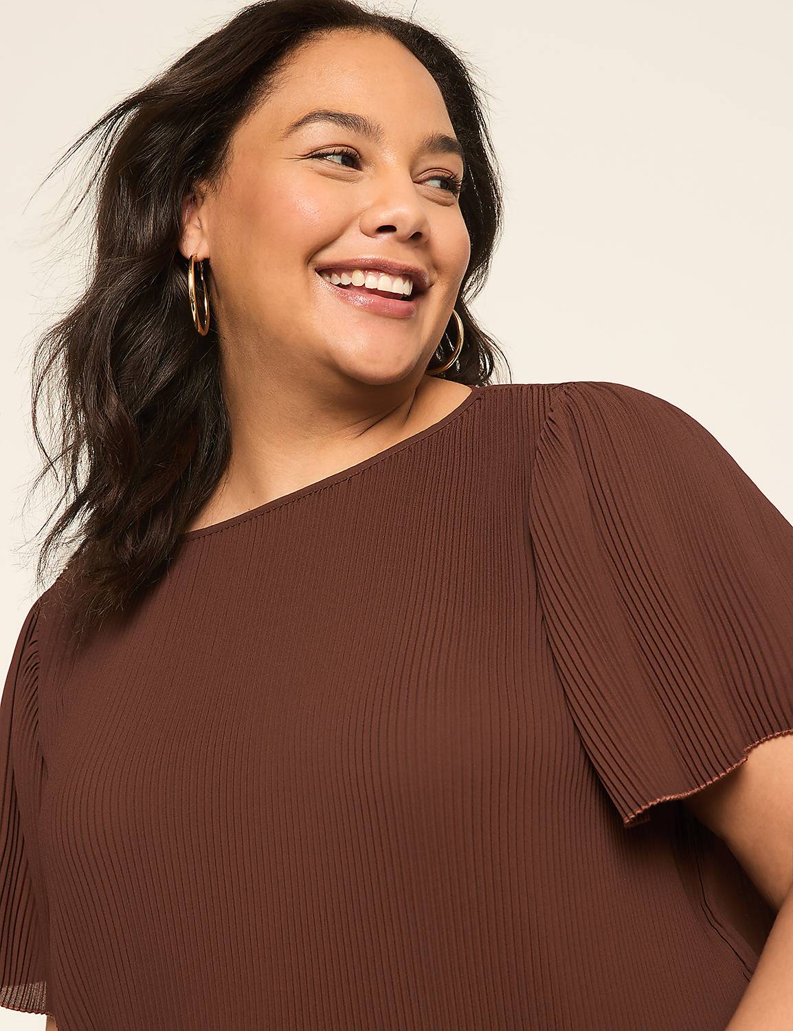 Flutter-Sleeve Pleated Popover Blouse - thumbnail 4