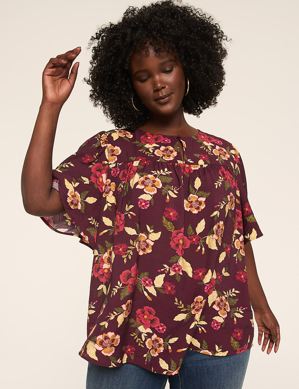 Swing Circle-Sleeve Popover Blouse Product Image 1