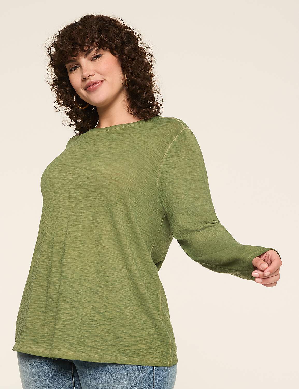 Long-Sleeve Crew-Neck Layering Tee Product Image 1