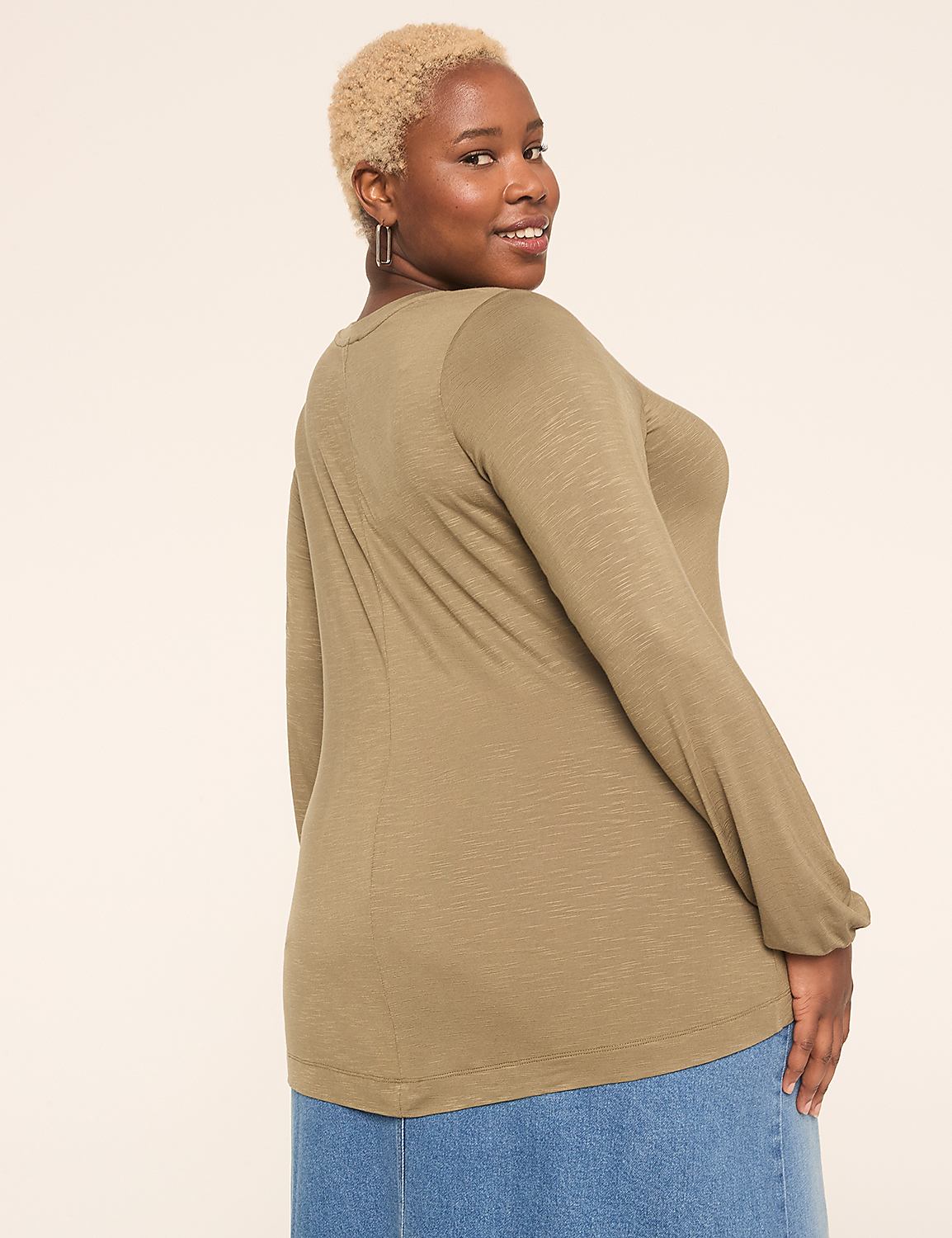 Blouson-Sleeve V-Neck Top Product Image 2