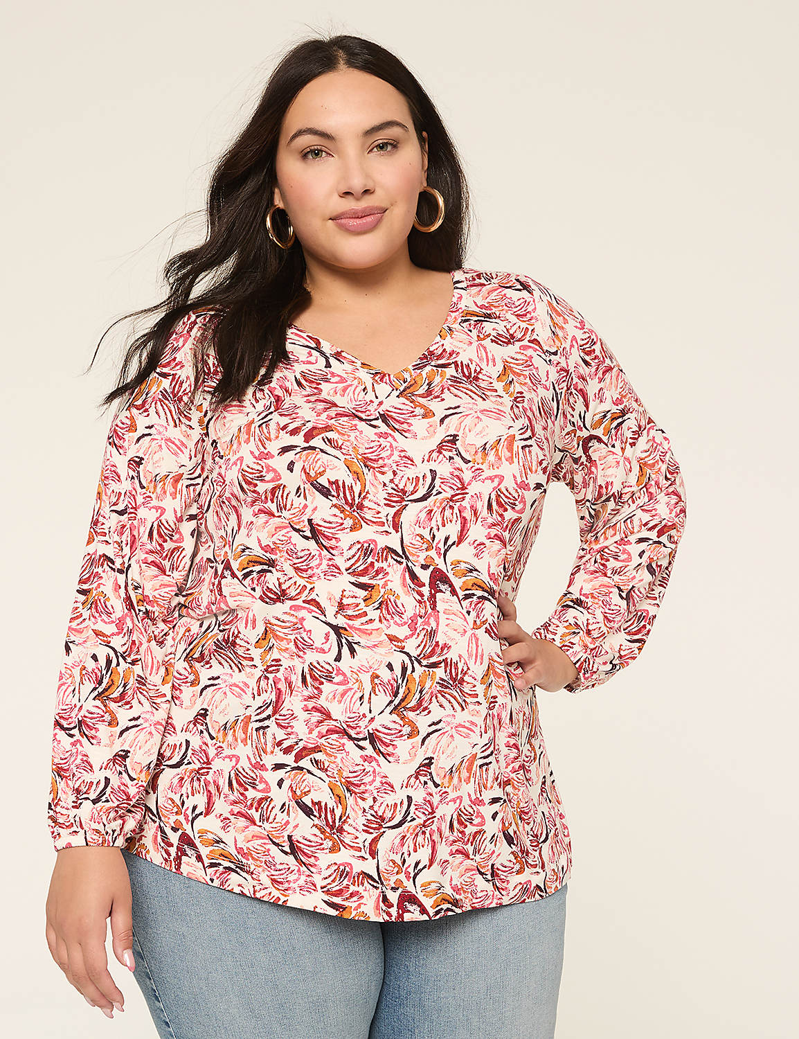 Blouson-Sleeve V-Neck Top Product Image 1