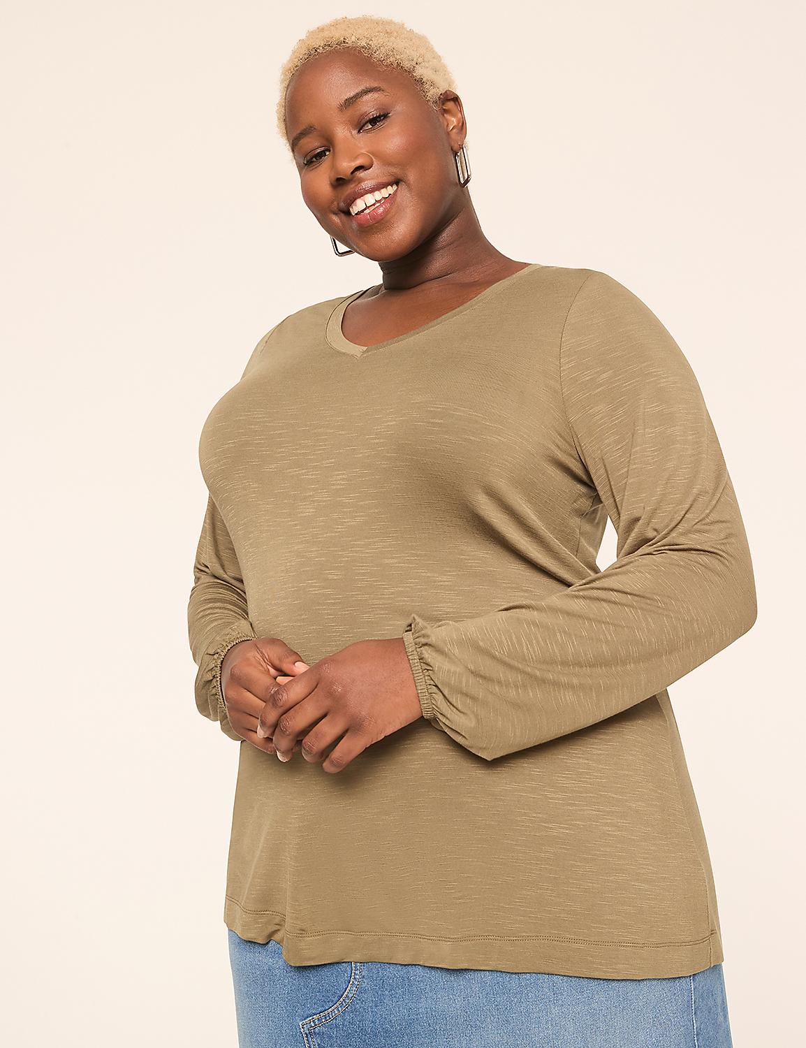 Blouson-Sleeve V-Neck Top Product Image 1