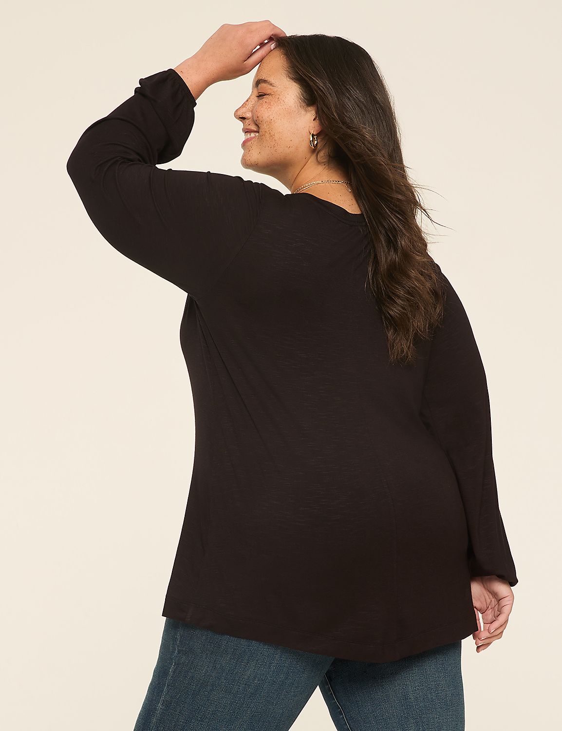 Blouson-Sleeve V-Neck Top Product Image 2