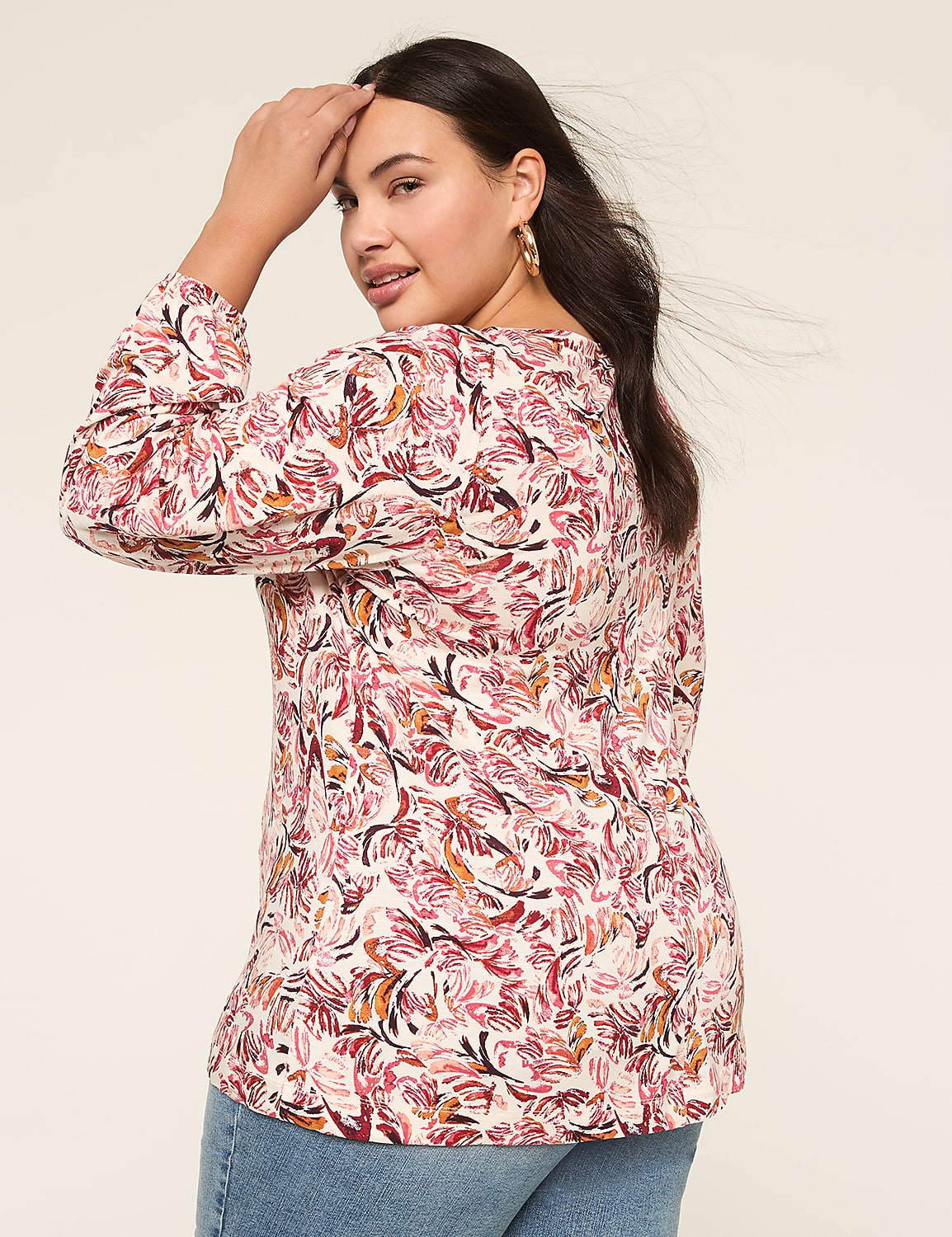 Blouson-Sleeve V-Neck Top Product Image 2