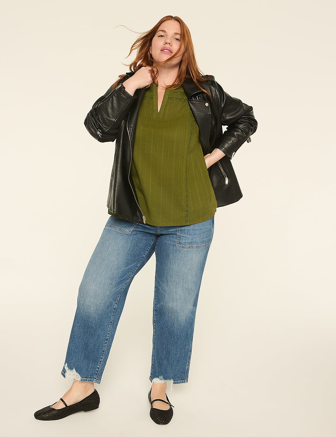Trim-Detail Split-Neck Popover Blouse Product Image 3