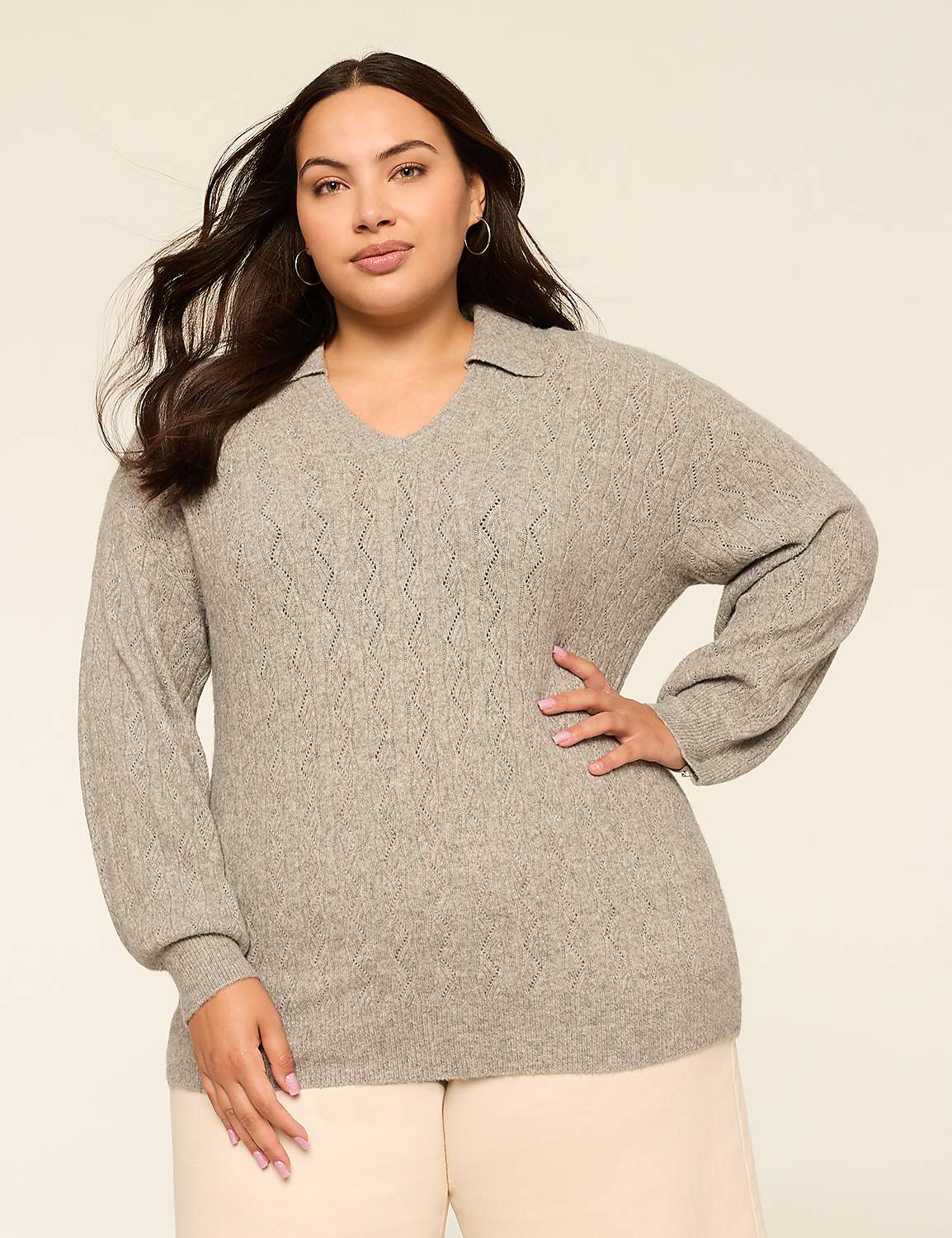 Collared V-Neck Sweater Product Image 1