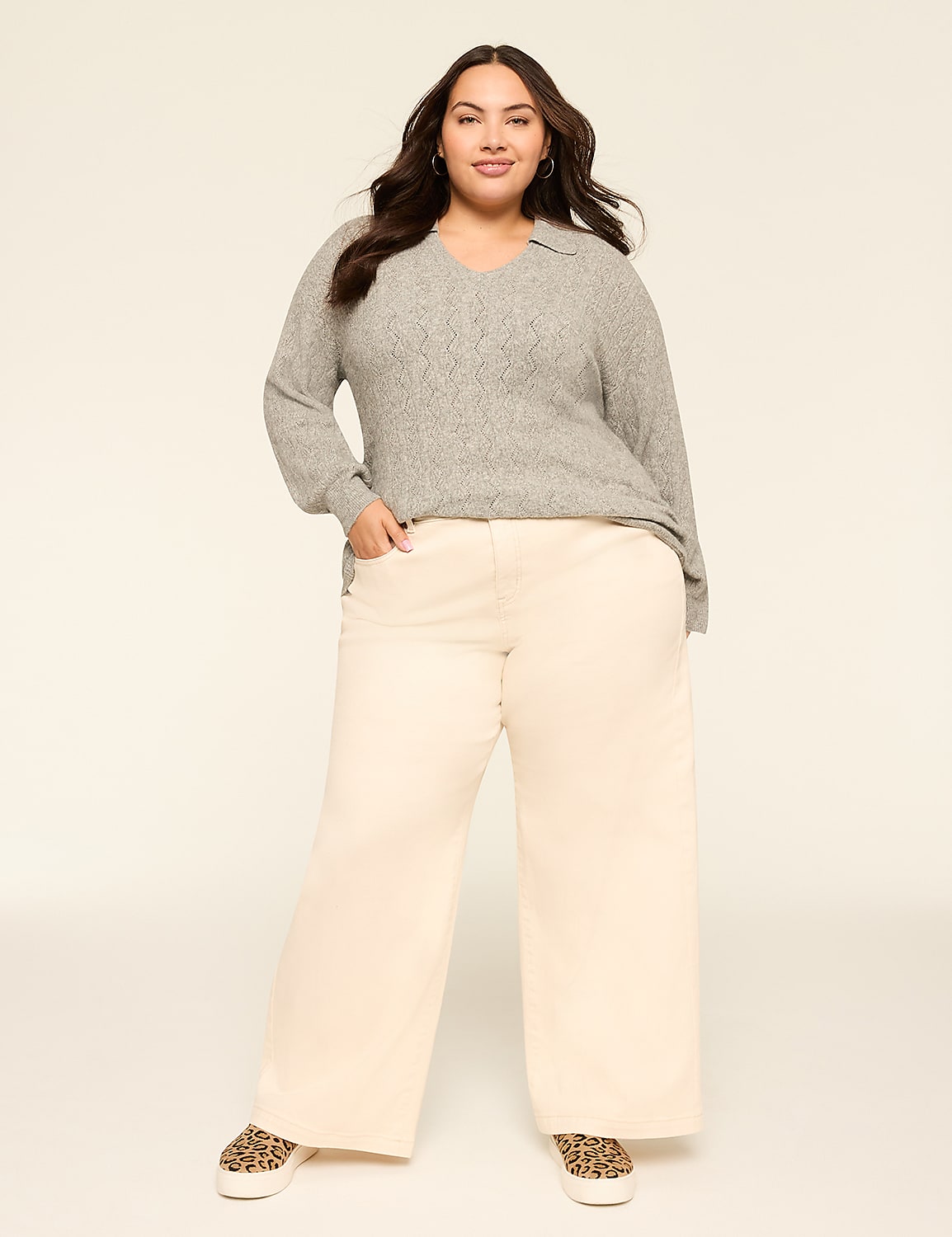 Collared V-Neck Sweater Product Image 3