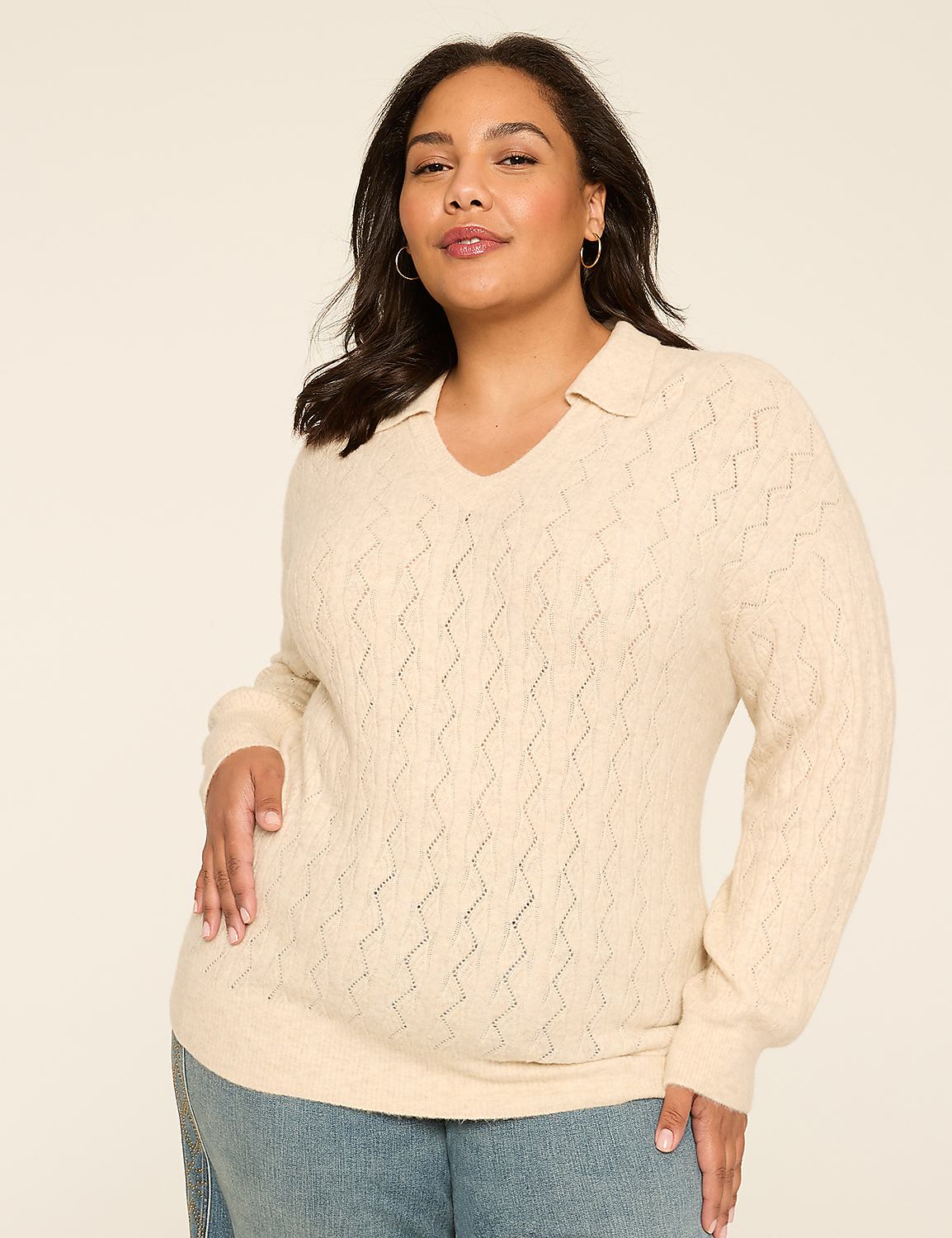 Collared V-Neck Sweater Product Image 1