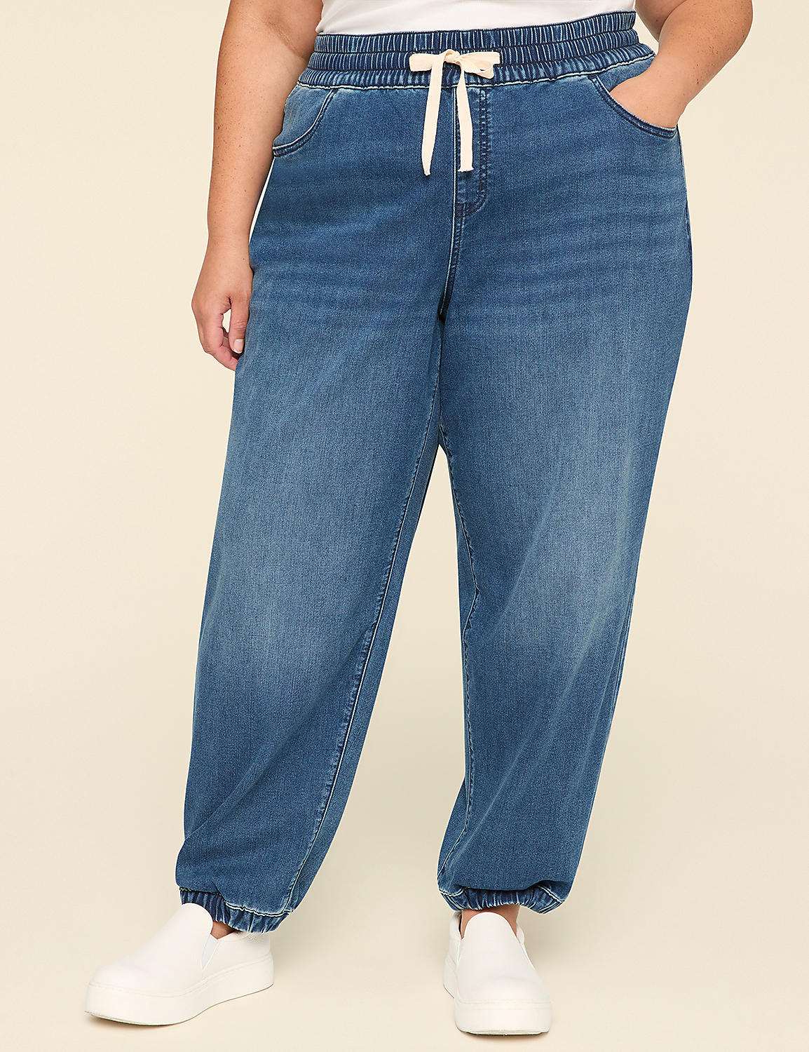 Pull-On Cloud Knit Denim Jogger Product Image 1