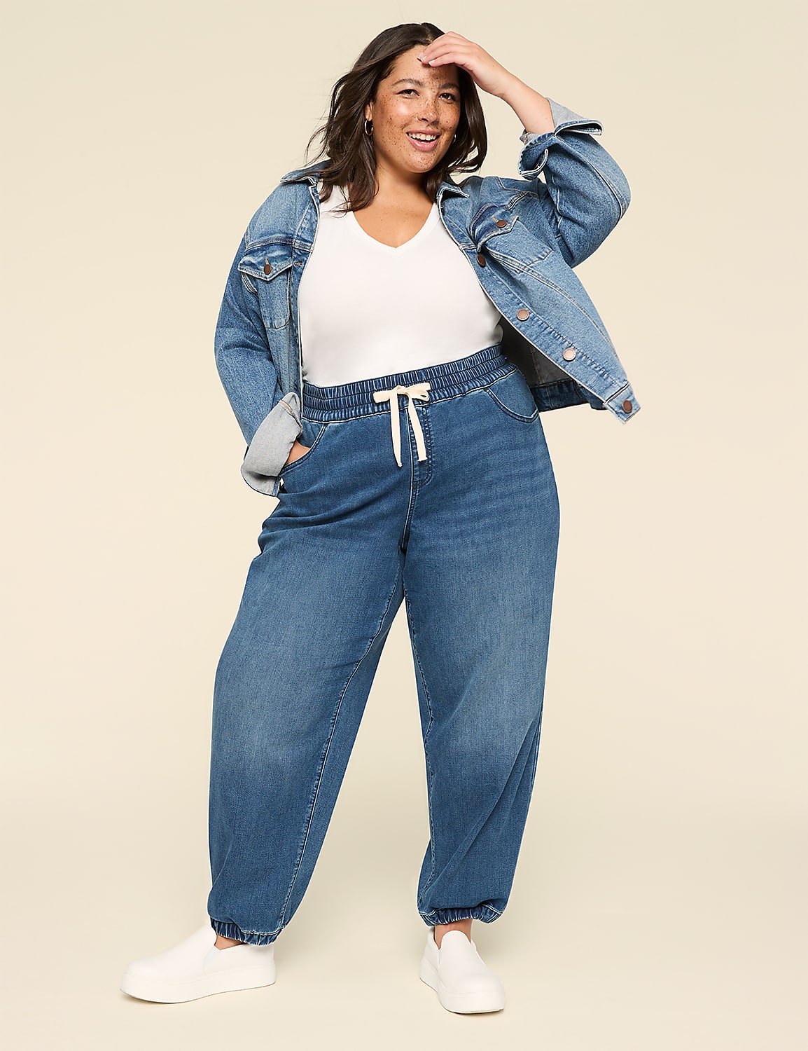 Pull-On Cloud Knit Denim Jogger Product Image 3