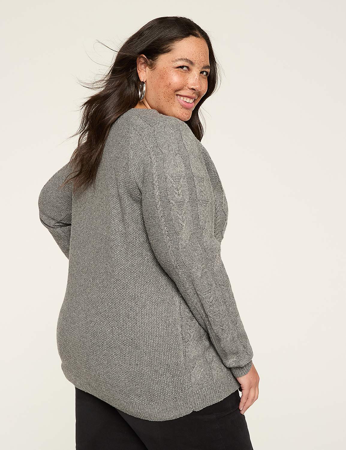 Cable Knit Button-Front Cardigan Product Image 2