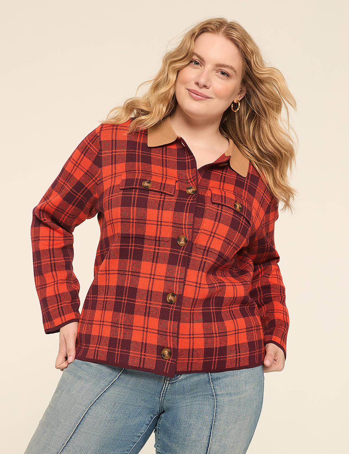 Fireside Plaid Button-Front Cardigan Product Image 1