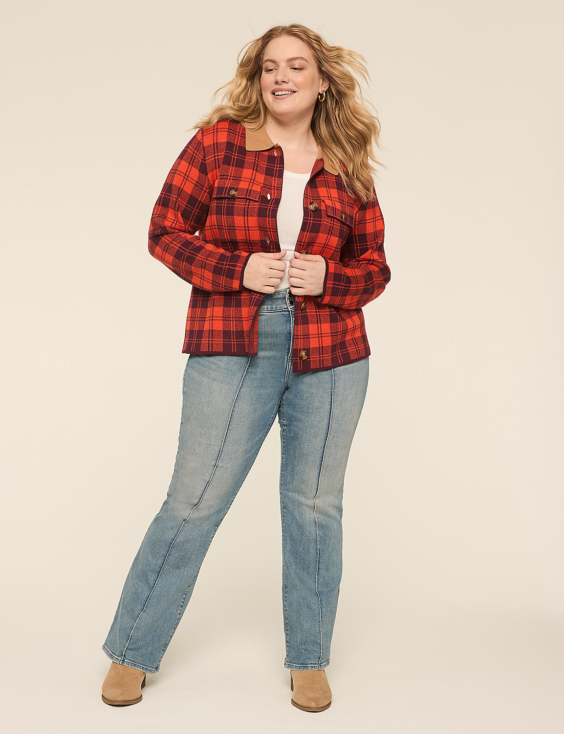 Fireside Plaid Button-Front Cardigan Product Image 3