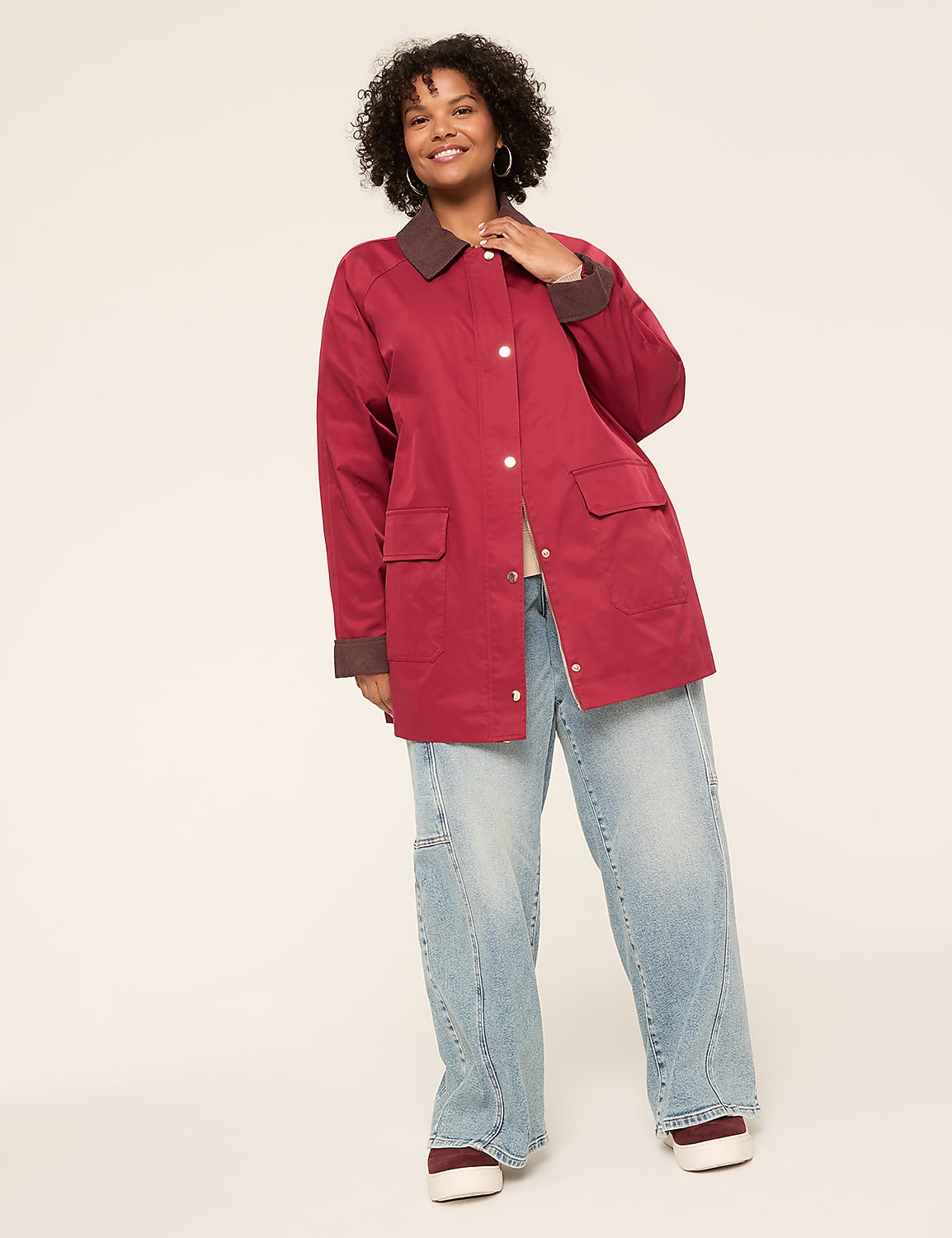 Corduroy-Trim Barn Coat Product Image 3