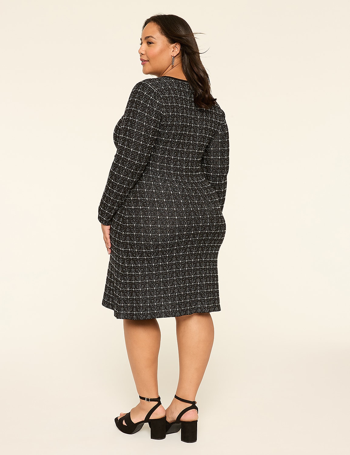 Long-Sleeve Crew-Neck Sweater Dress Product Image 2