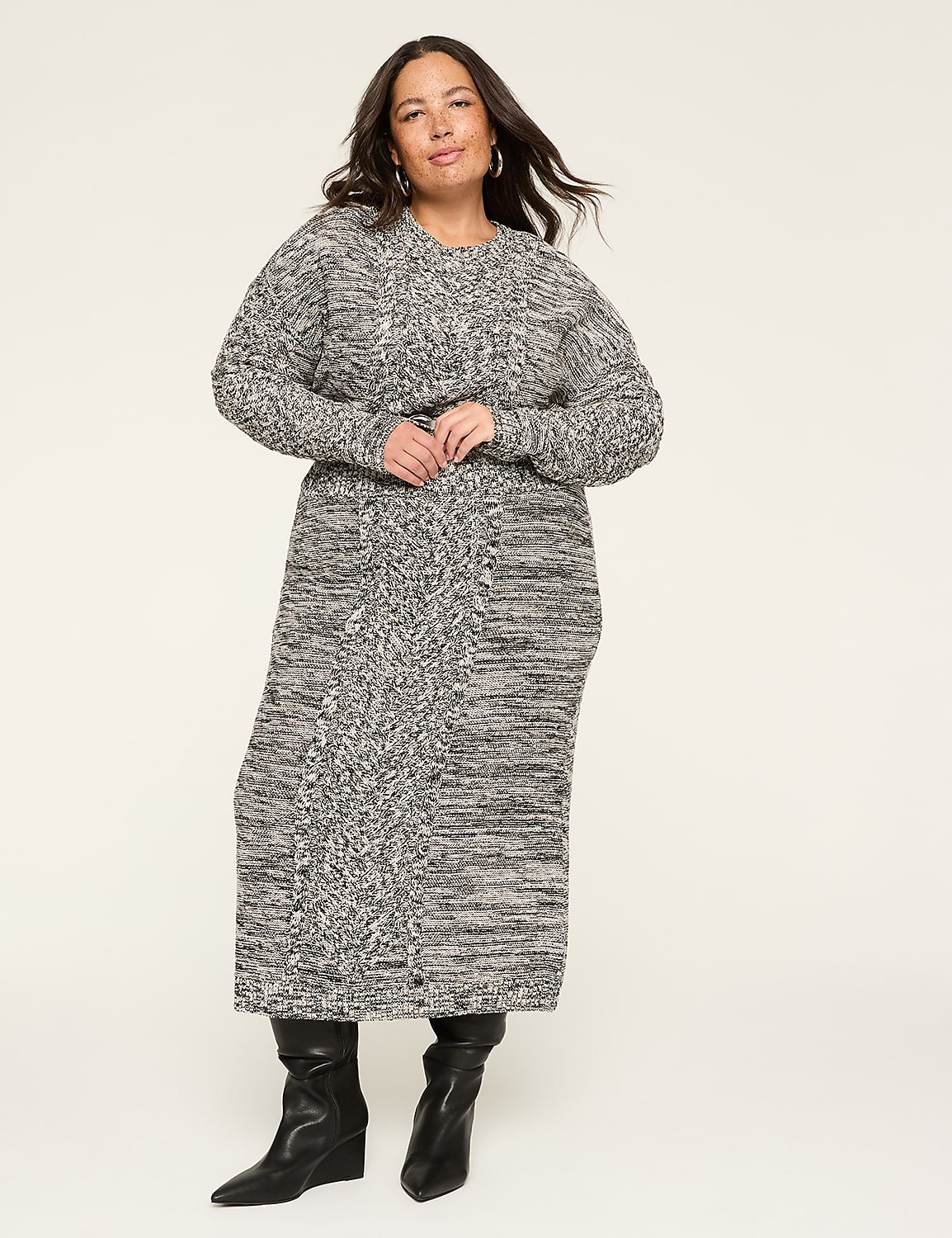 Cable Knit Maxi Sweater Skirt Product Image 3