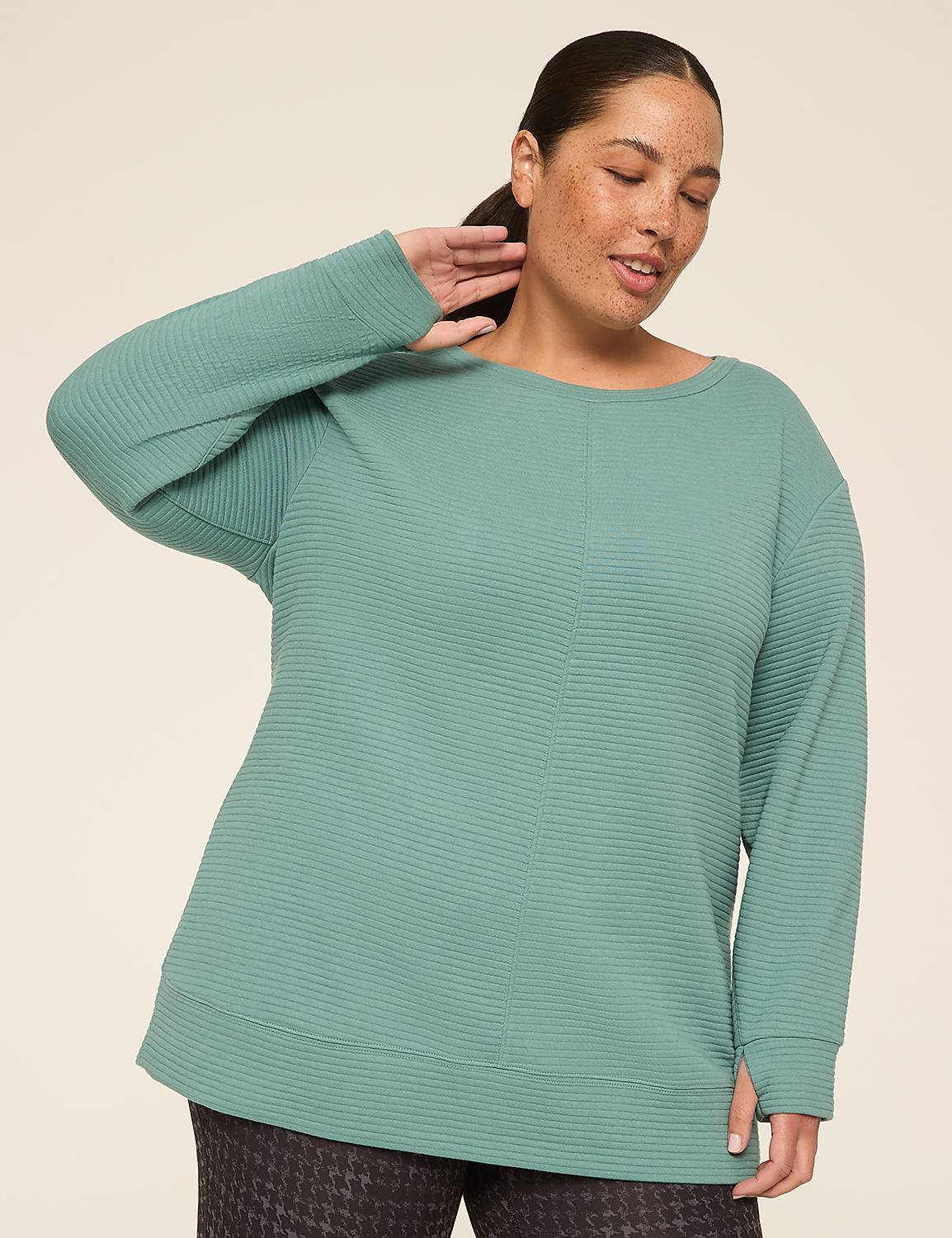 LIVI Long-Sleeve Boatneck Textured Top Product Image 1