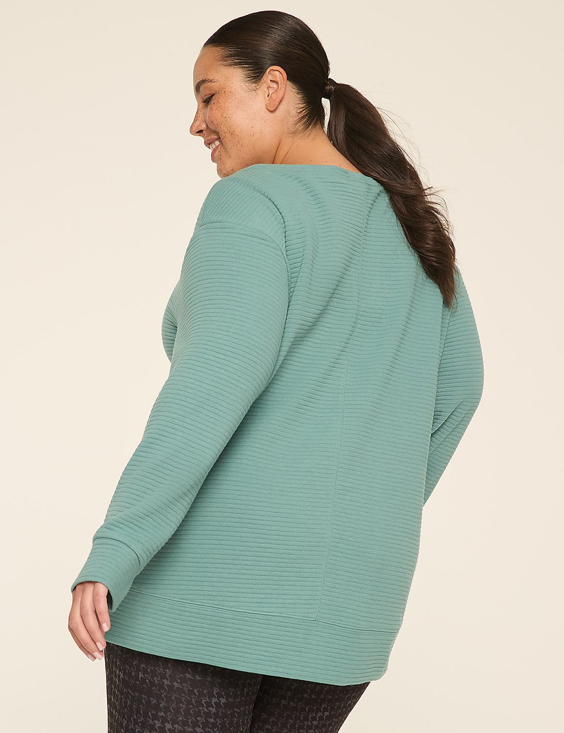 LIVI Long-Sleeve Boatneck Textured Top Product Image 2