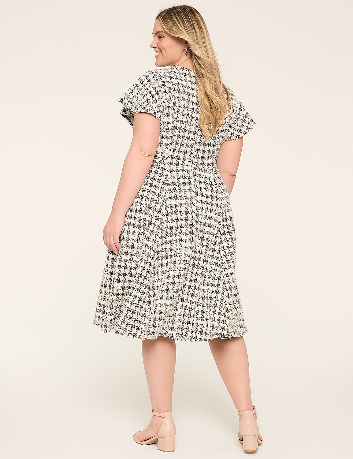Lena V-Neck Level-Hem Jacquard Dress Product Image 2