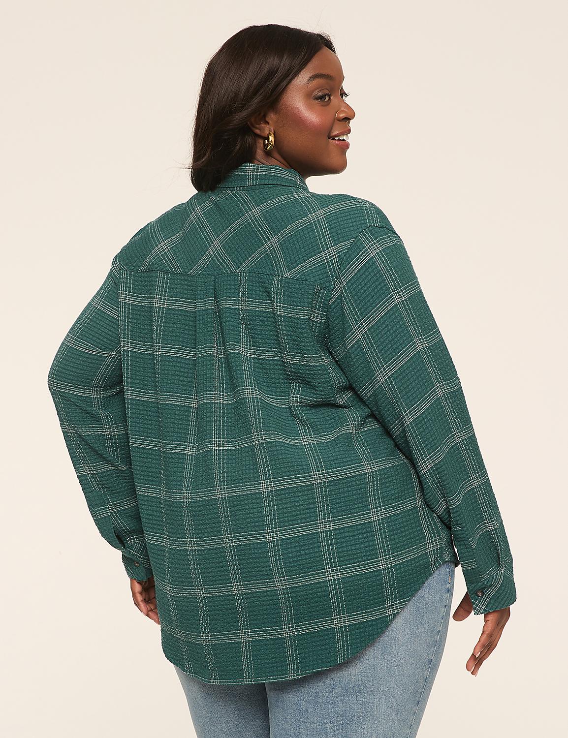 Crinkle Plaid Button-Down Shirt Product Image 2