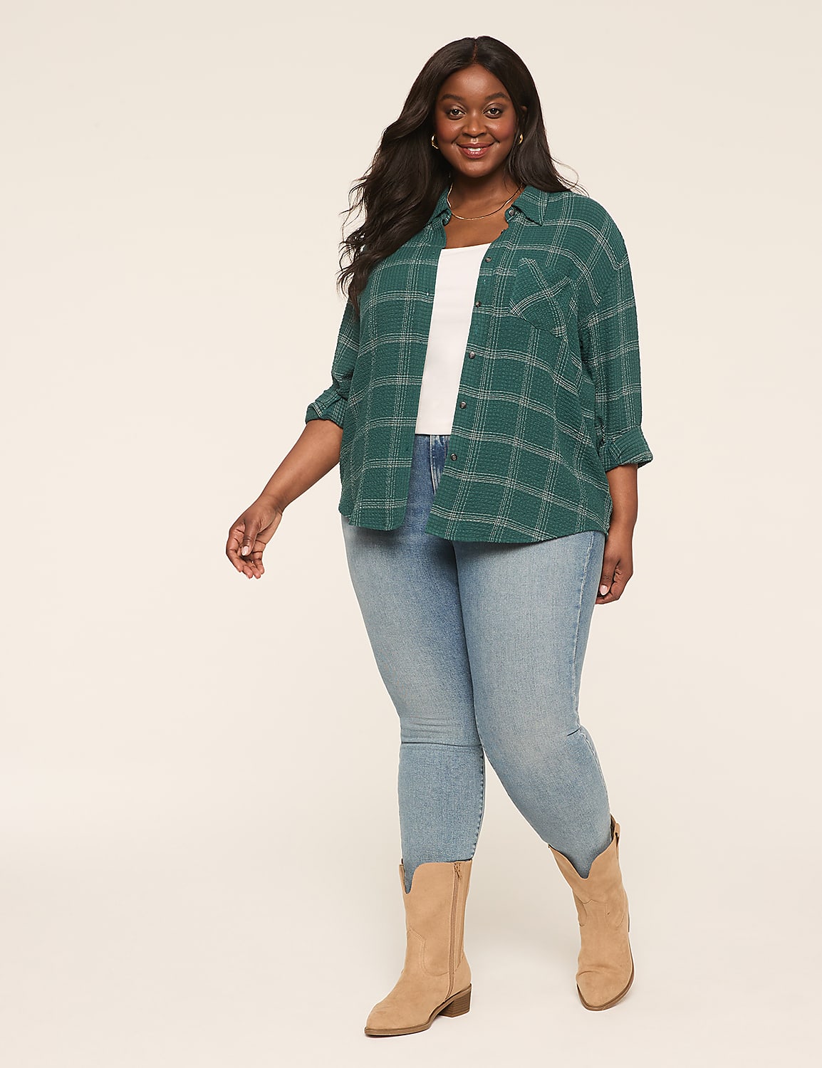 Crinkle Plaid Button-Down Shirt Product Image 3