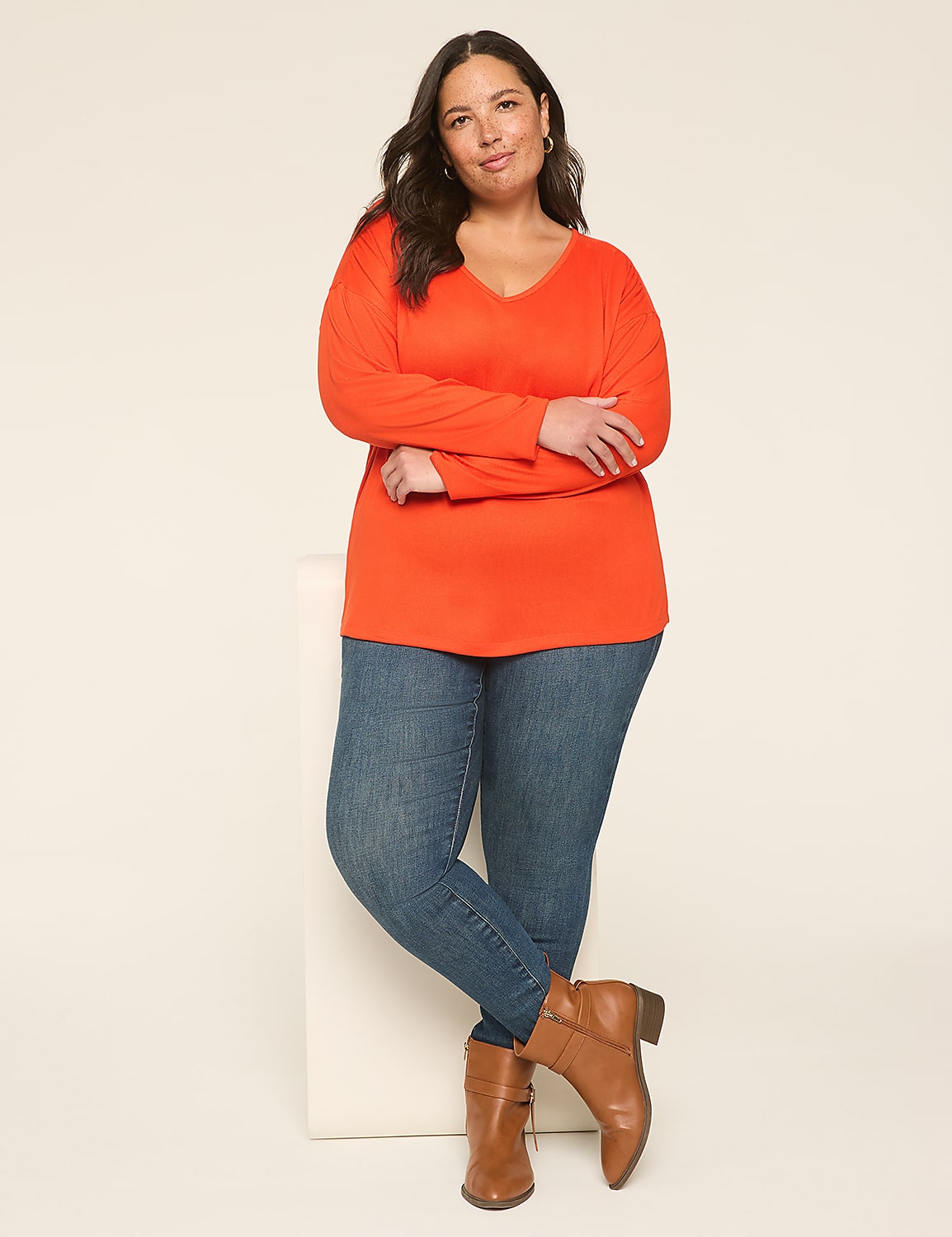 Long-Sleeve V-Neck Hacci Top Product Image 3