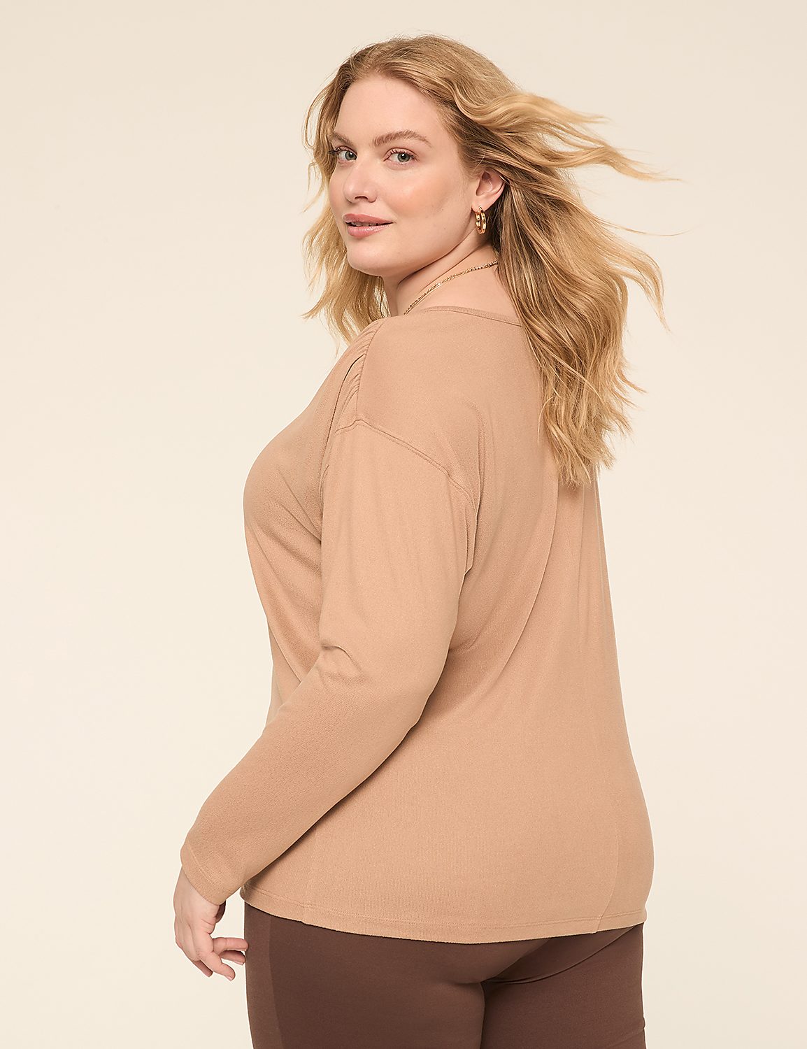 Long-Sleeve V-Neck Hacci Top Product Image 2