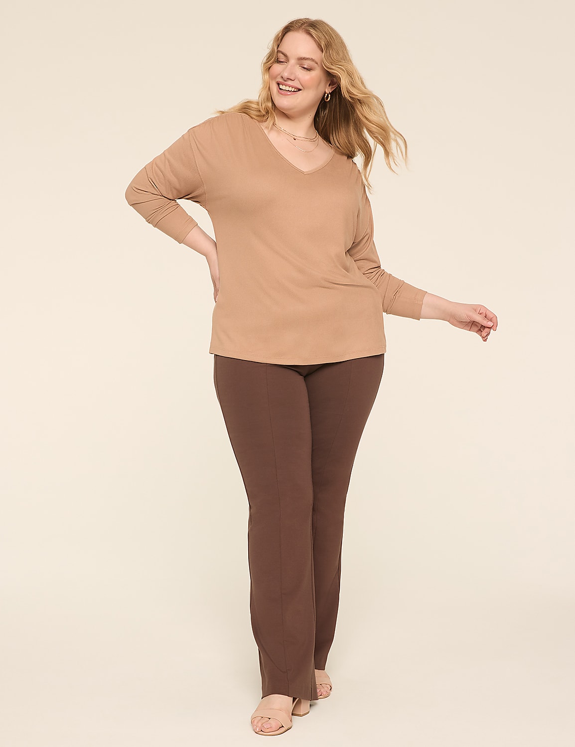 Long-Sleeve V-Neck Hacci Top Product Image 3