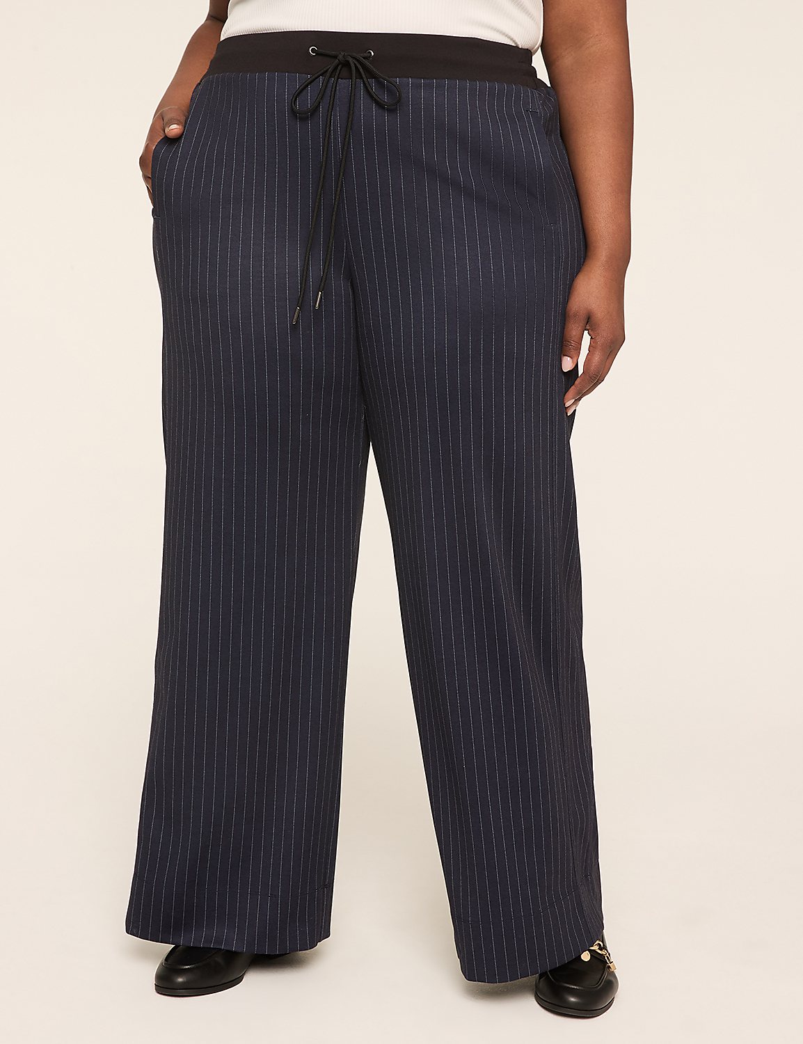 Ponte Pull-On Stripe Wide Leg Pant Product Image 1