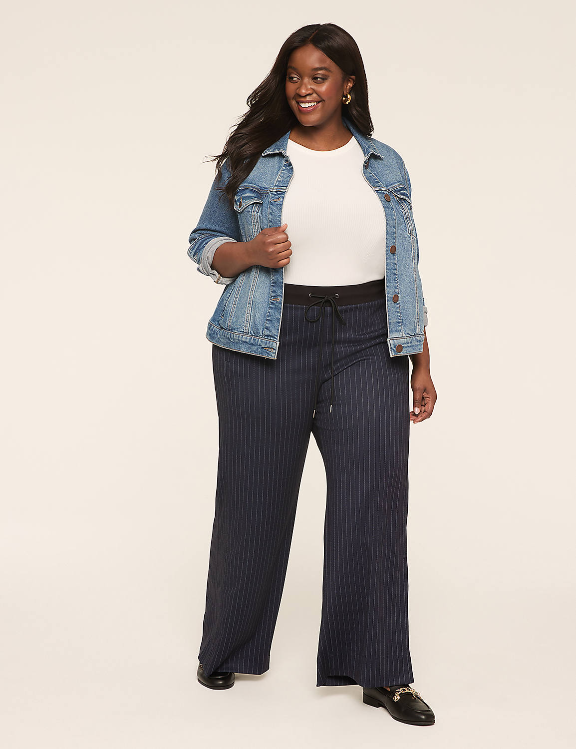 Ponte Pull-On Stripe Wide Leg Pant Product Image 3