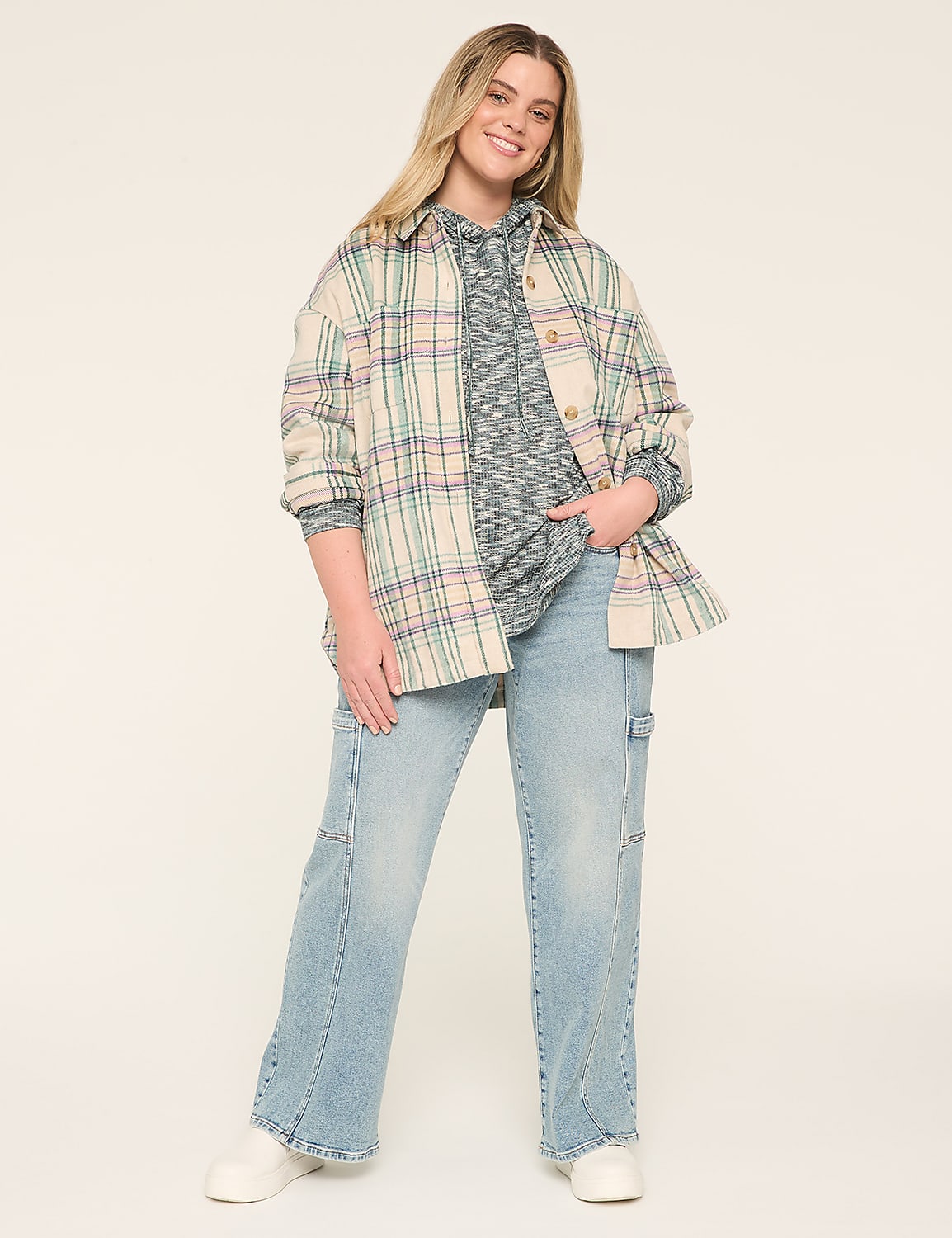 Drop-Shoulder Hoodie Sweatshirt Product Image 3