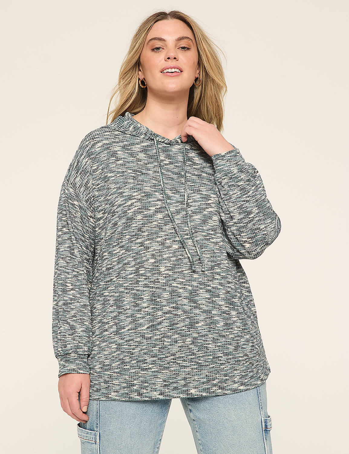 Drop-Shoulder Hoodie Sweatshirt Product Image 1