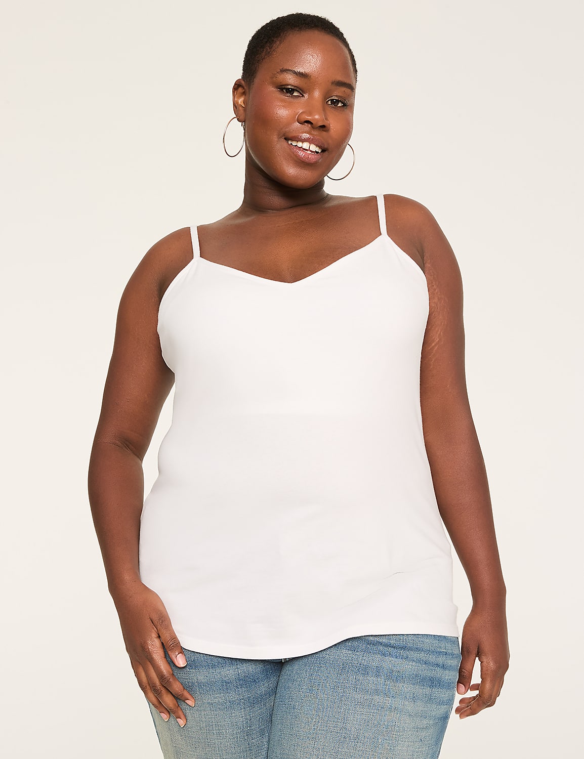 V-Neck Body-Skimming Cami With Shelf Bra Product Image 1