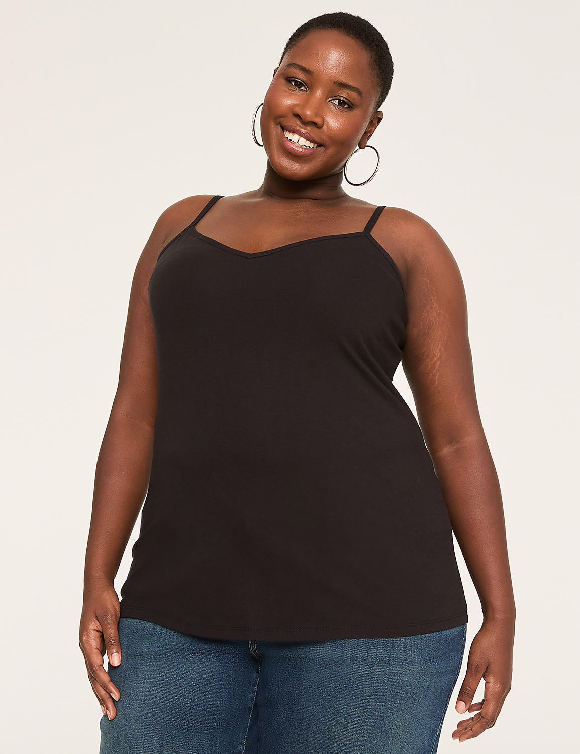 V-Neck Body-Skimming Cami With Shelf Bra Product Image 1