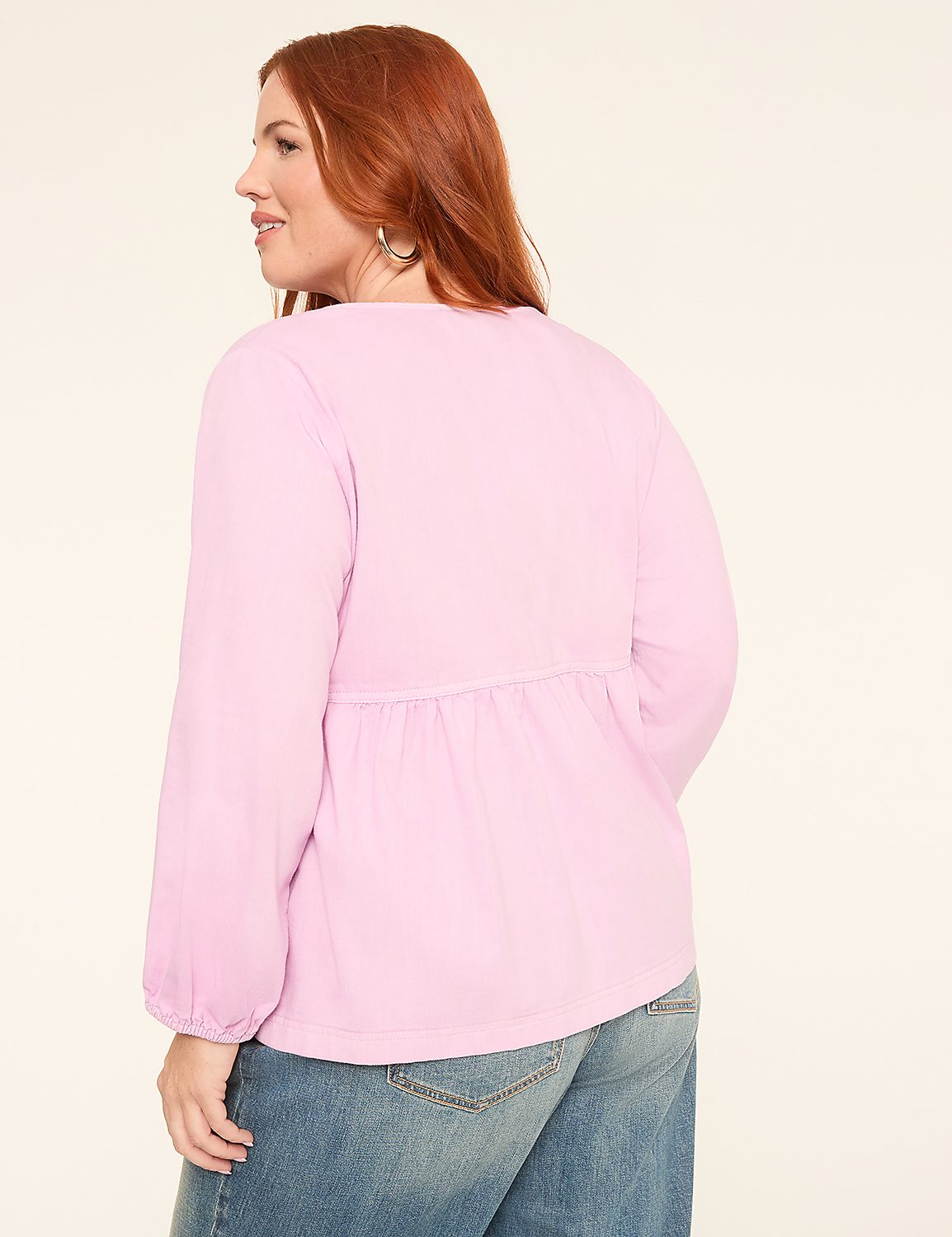 Bracelet-Sleeve Babydoll Blouse Product Image 2