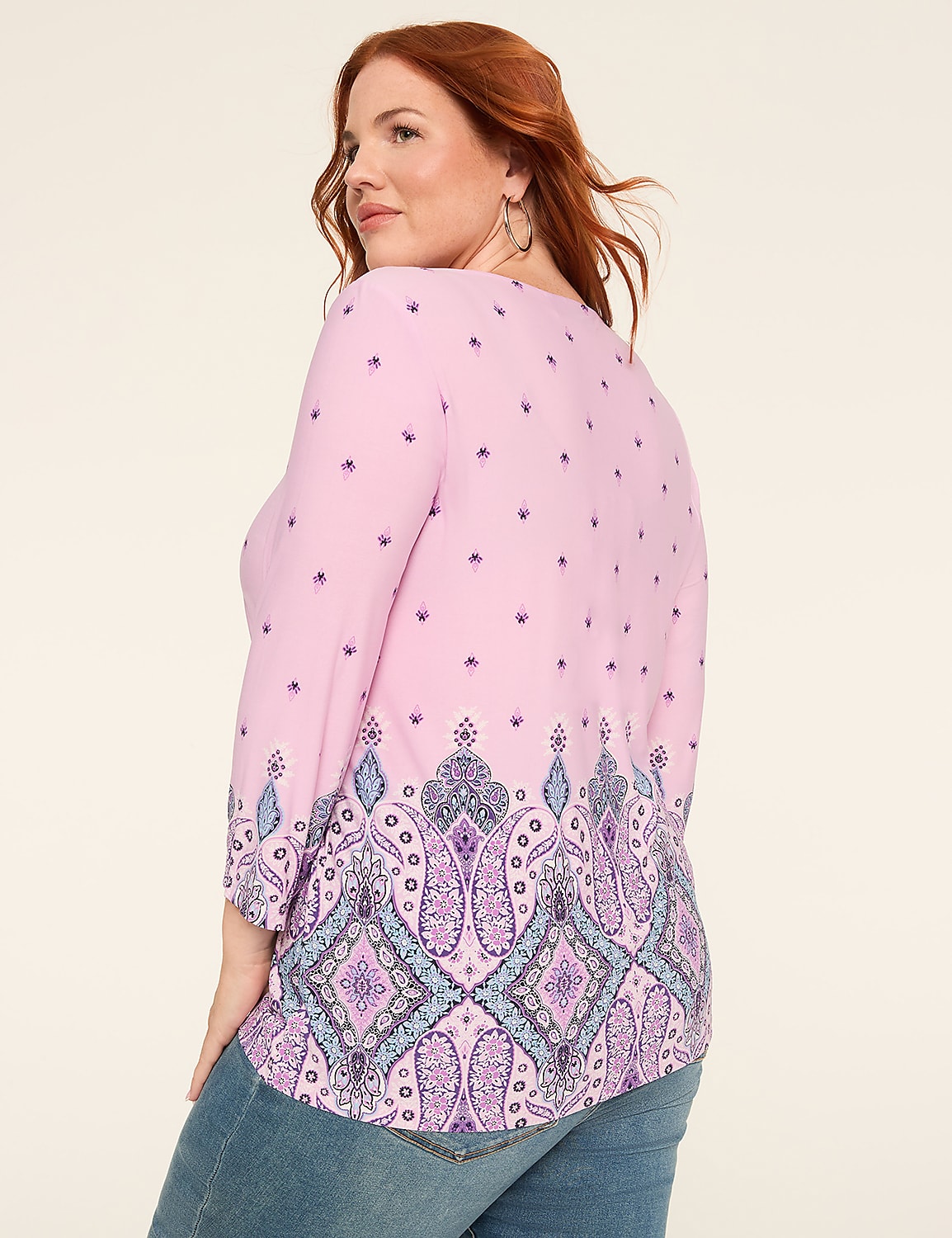 Swing 3/4-Sleeve Pleat-Front Top Product Image 2