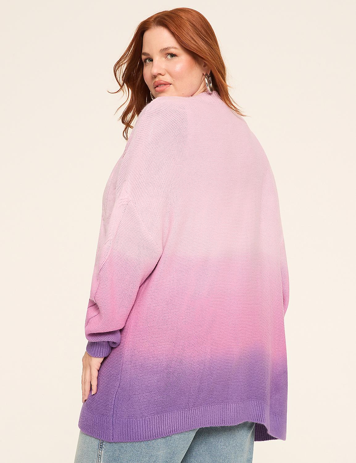 Long-Sleeve Open-Front Dip-Dye Cardigan Product Image 2