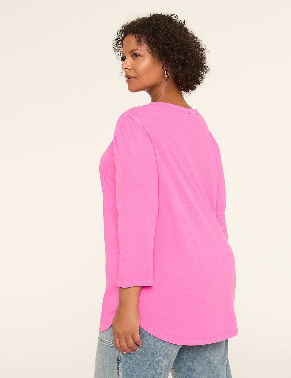 3/4-Sleeve Ruched V-Neck Top Product Image 2