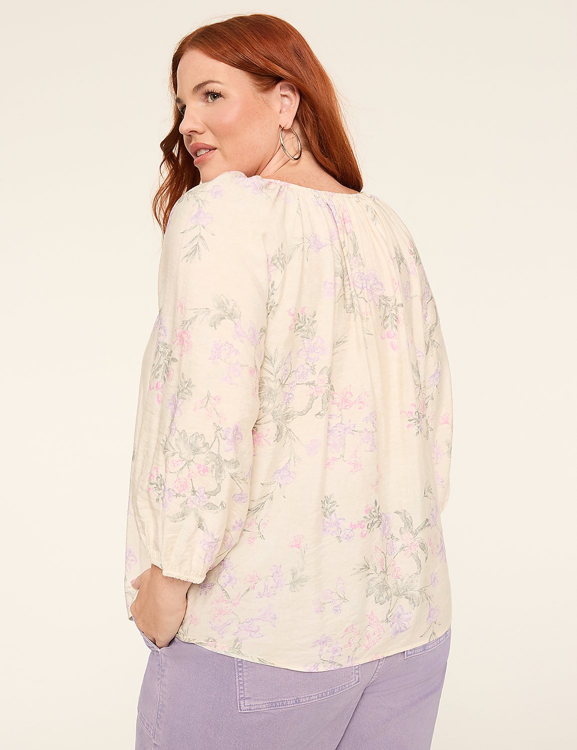 3/4-Sleeve Popover Blouse Product Image 2