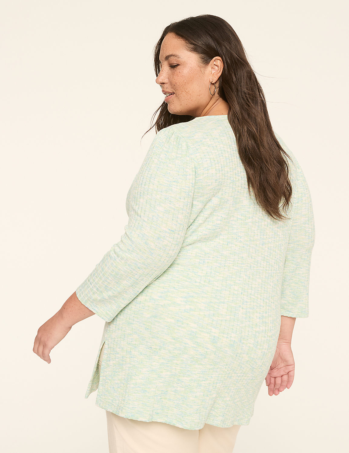 3/4-Sleeve V-Neck Lace-Up Top Product Image 2