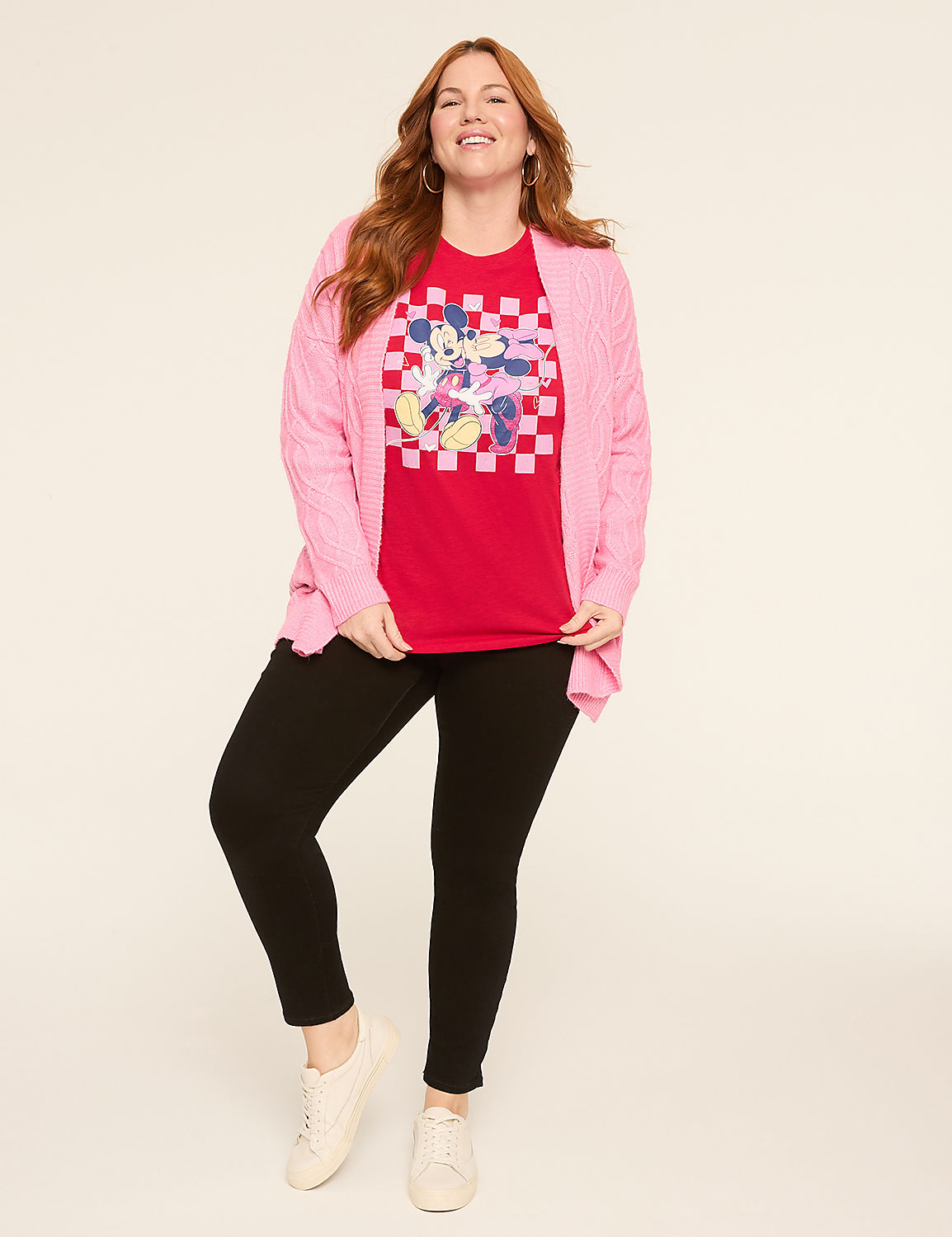 Glitter Mickey & Minnie Kiss Long-Sleeve Graphic Tee Product Image 3
