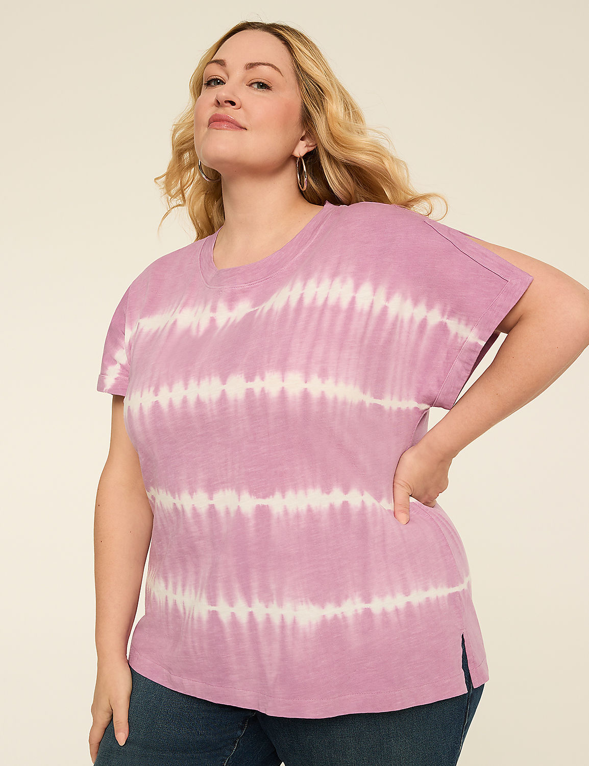 Cutaway-Sleeve Crew-Neck Top Product Image 1