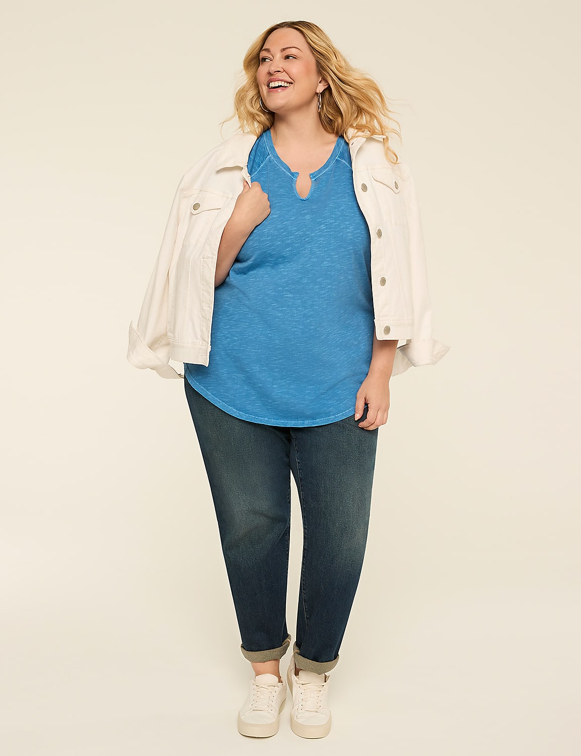 Short-Sleeve Notch-Neck Top Product Image 3