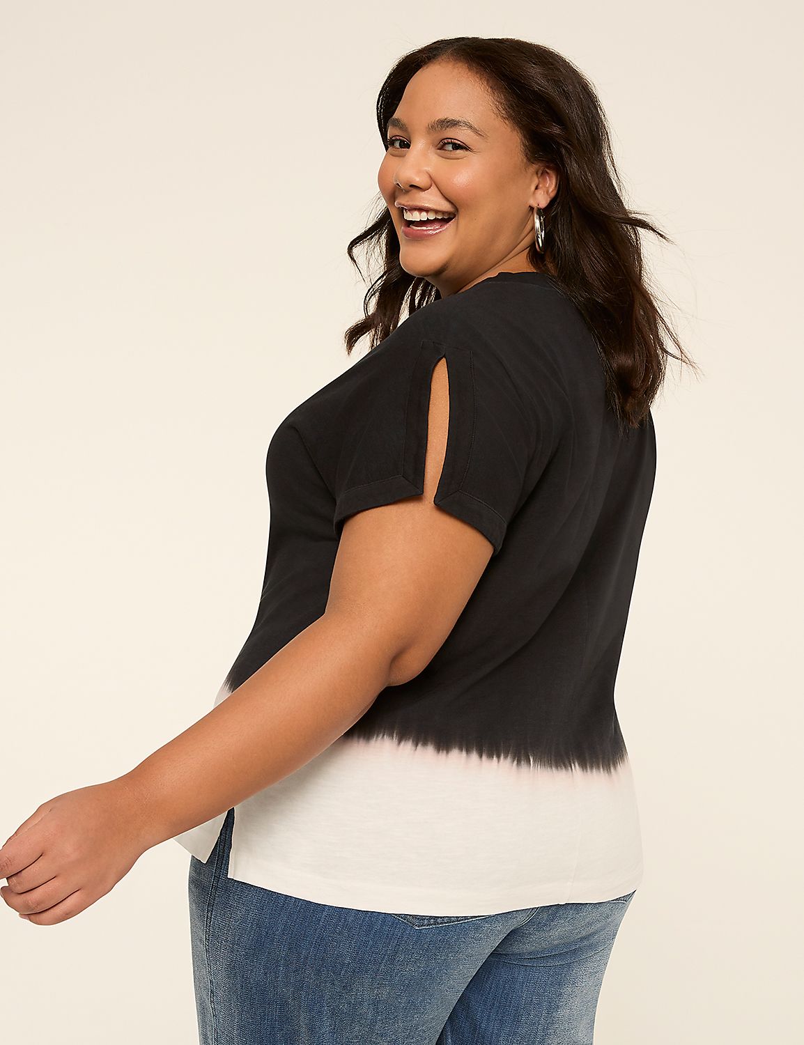 Cutaway-Sleeve Crew-Neck Top Product Image 2
