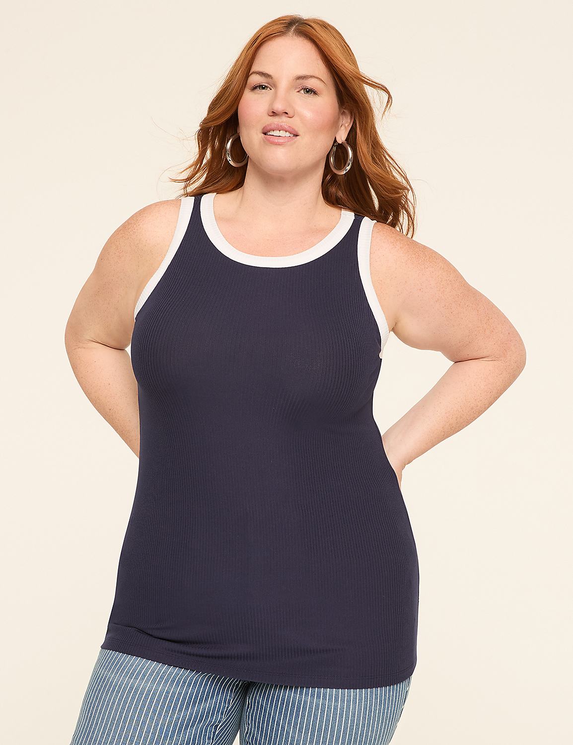 High-Neck Rib Tank Product Image 6