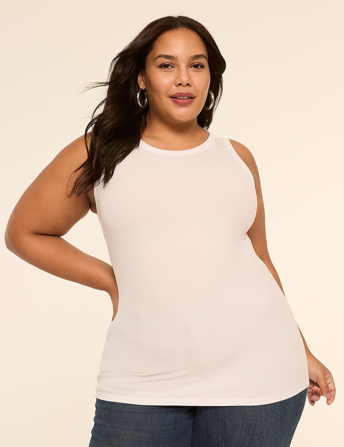 High-Neck Rib Tank Product Image 1