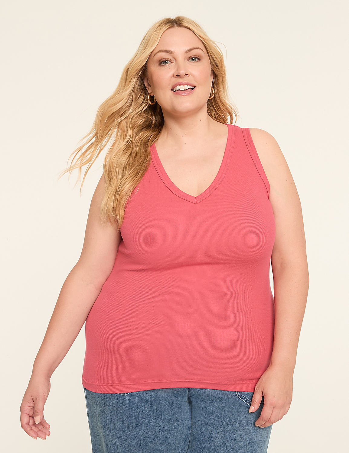 Rib V-Neck Tank Product Image 1