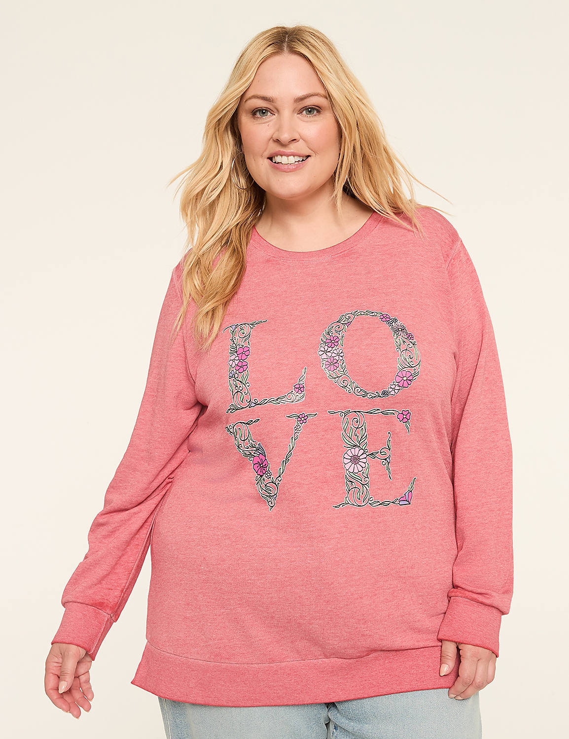 Flower Love Crew-Neck Sweatshirt Product Image 1